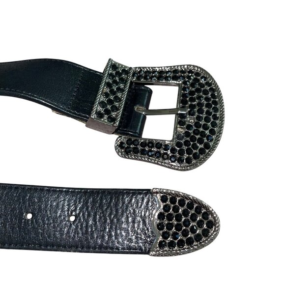 AL C Womens Belt Size XL Black Embellished Leather Western Buckle Casual main image 2